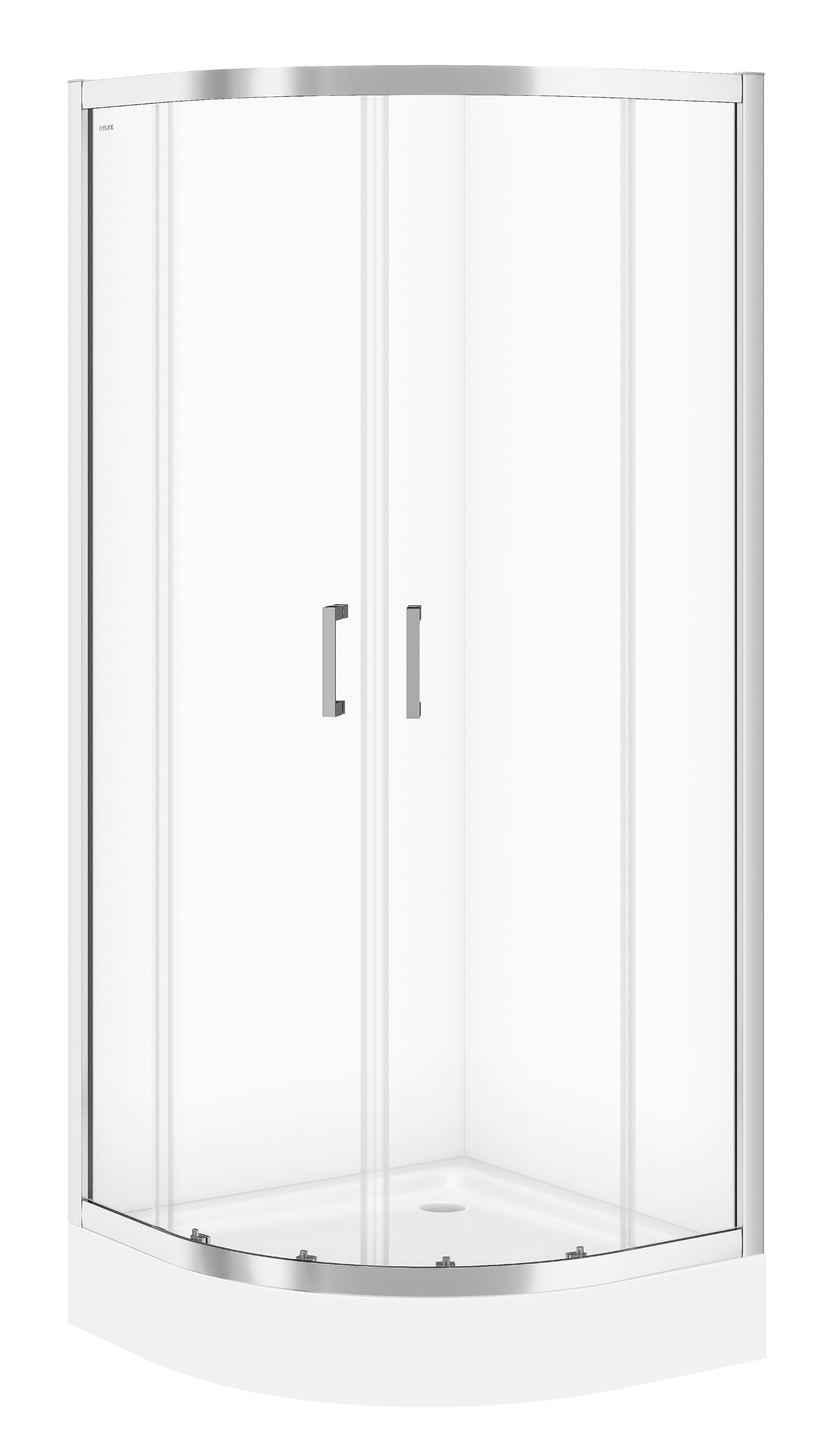Cersanit Basic zuhanykabin zuhanytállal 80x80 cm félkör alakú króm fényes/átlátszó üveg S601-117