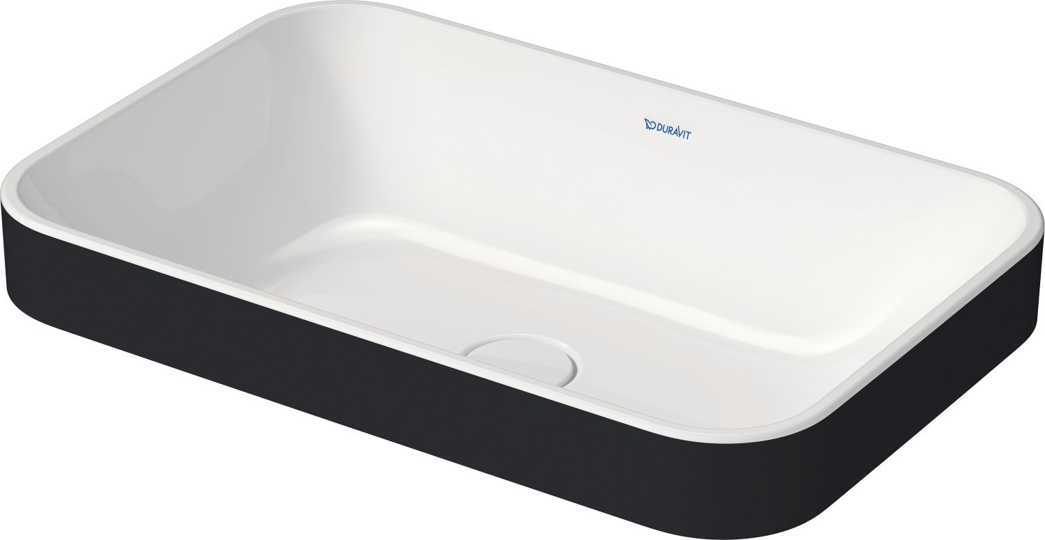 Duravit Happy D.2 Plus mosdótál 60x40 cm négyszögletes mosdótálak fehér-kétszínű-antracit 2359606100