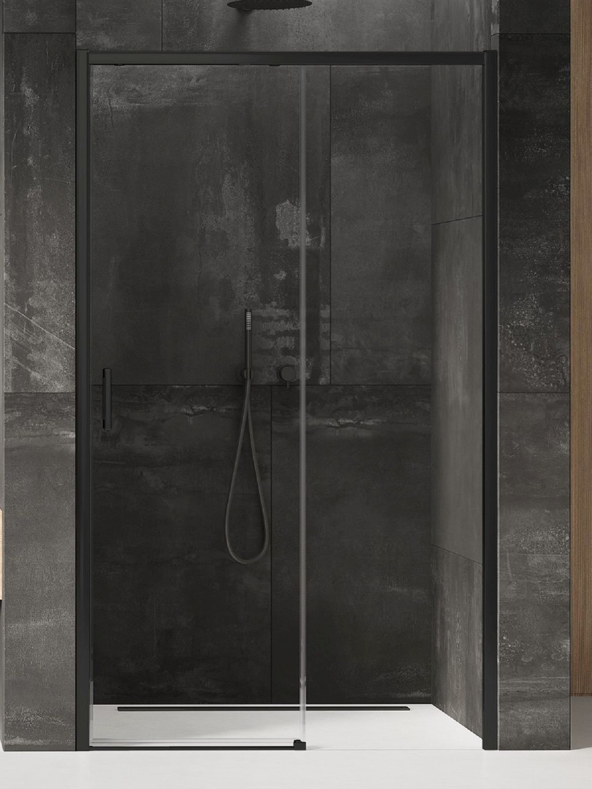 New Trendy Prime Black zuhanyajtók 140 cm tolható fekete matt/átlátszó üveg D-0325A