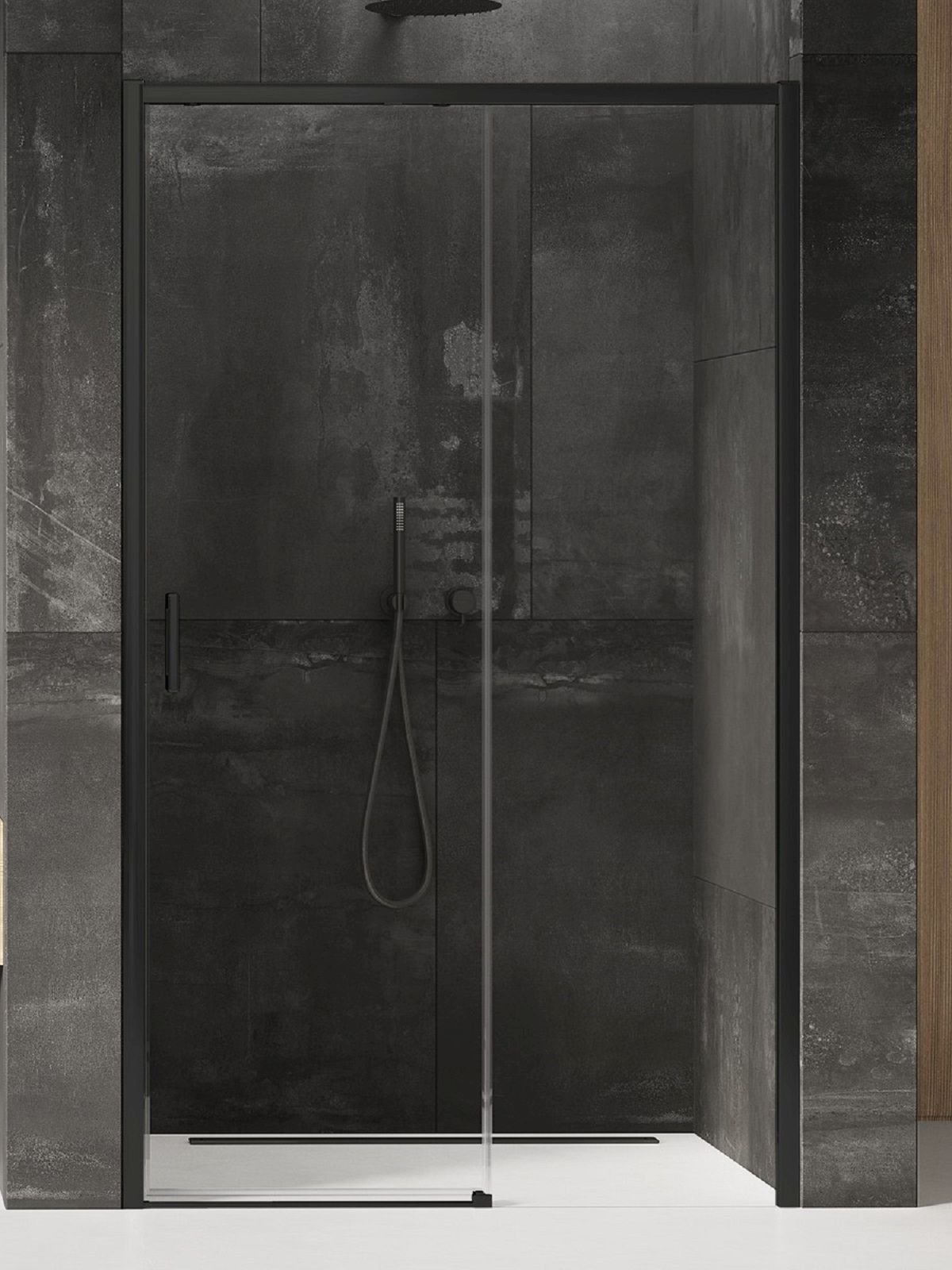 New Trendy Prime Black zuhanyajtók 150 cm tolható fekete matt/átlátszó üveg D-0327A