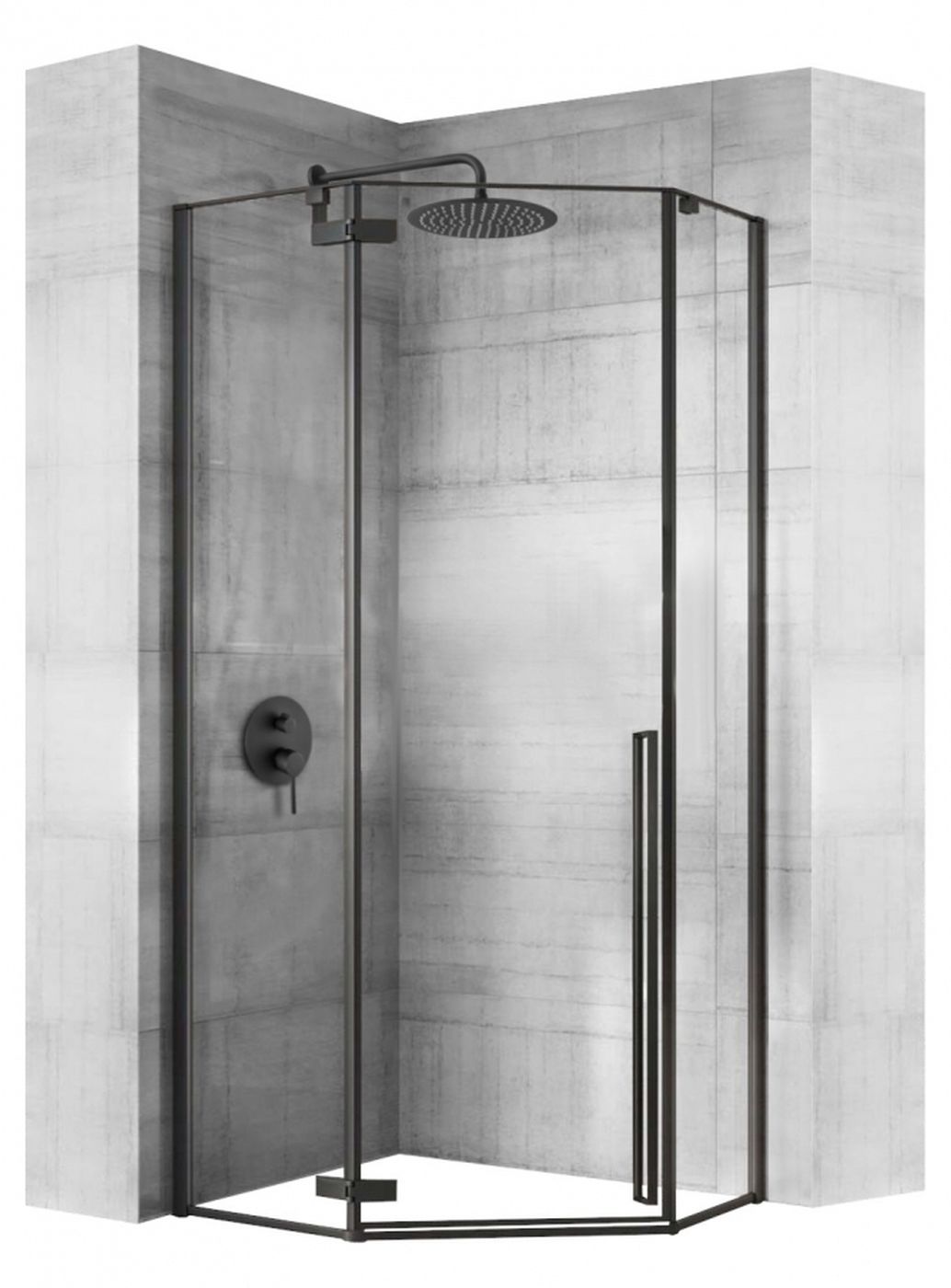 Rea Diamond zuhanykabin 80x80 cm fekete félmatt/átlátszó üveg REA-K6900