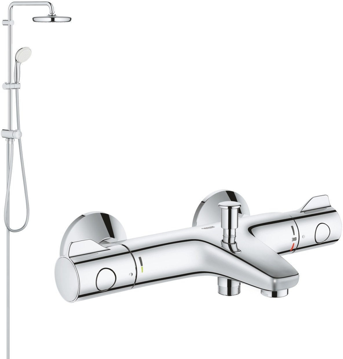 Készlet zuhany készlet Grohe New Tempesta 26381001, kád és zuhany csaptelep Grohe Grohtherm 800 34567000