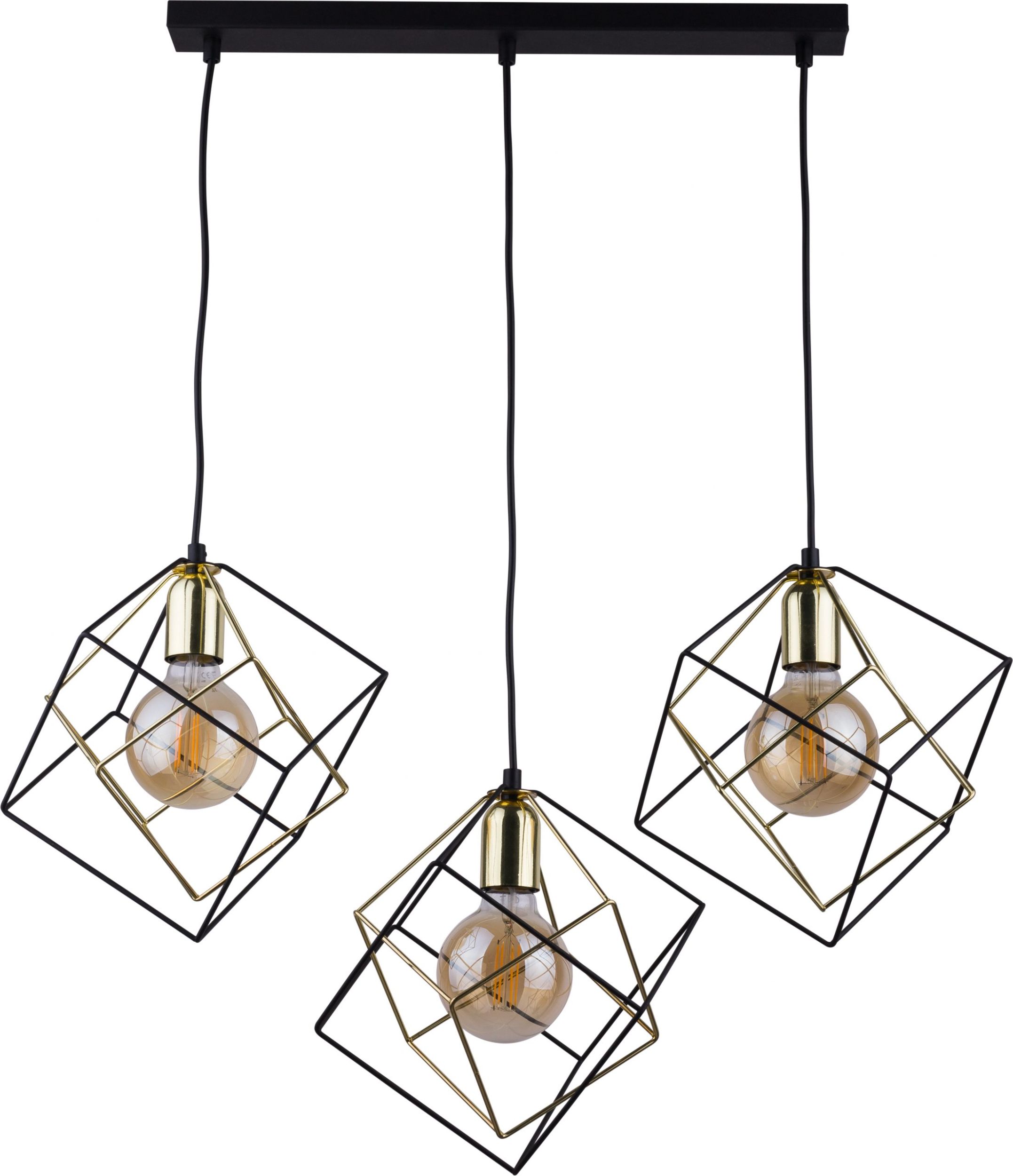TK Lighting Alambre függőlámpa 3x60 W fekete-arany 2699