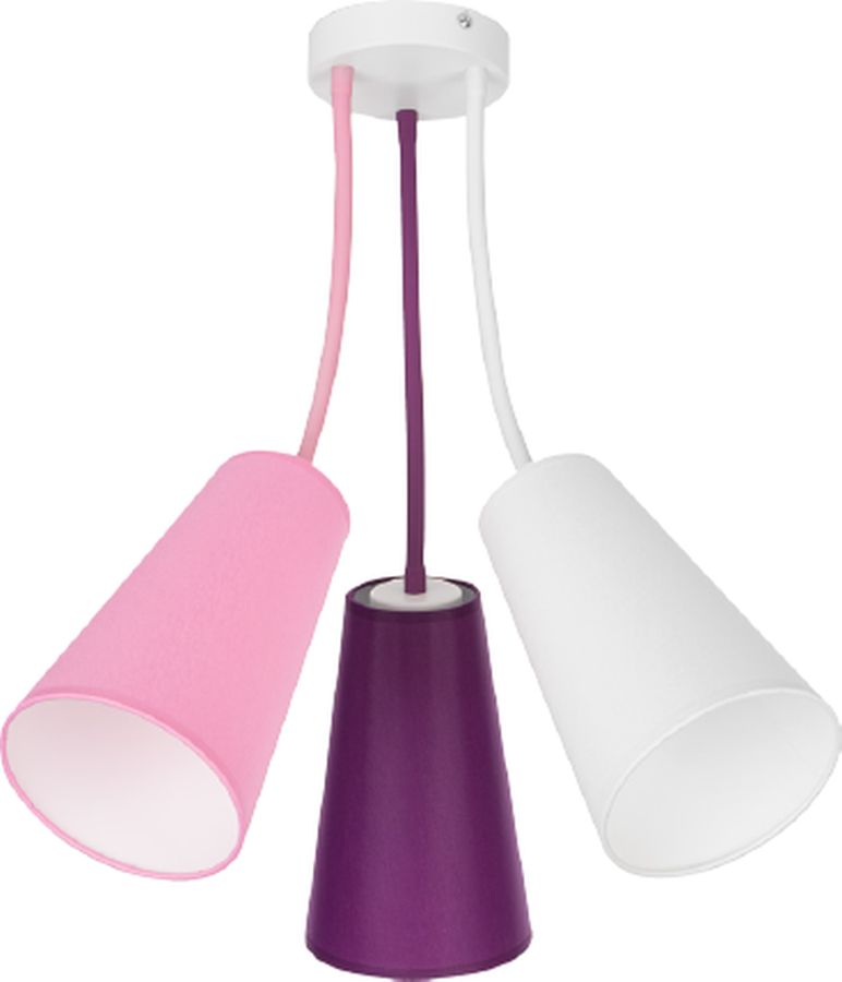 TK Lighting Wire Kids függőlámpa 3x15 W fehér-rózsaszín-lila 1711