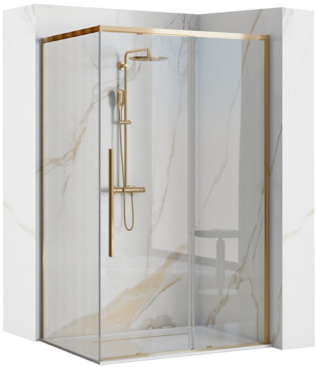Rea Solar Gold zuhanykabin 90x90 cm négyzet arany fényes/átlátszó üveg REA-K4900