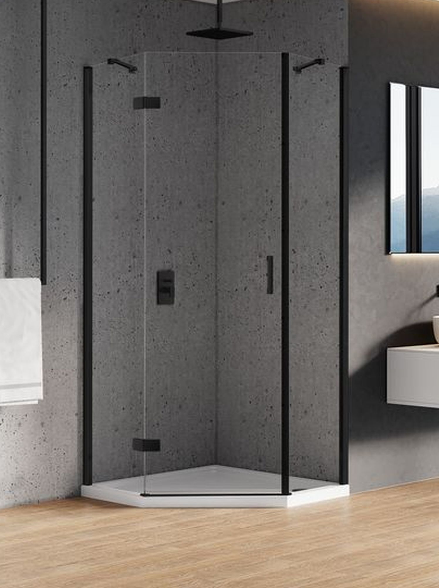 New Trendy New Azura Black zuhanykabin 80x80 cm fekete matt/átlátszó üveg K-0665