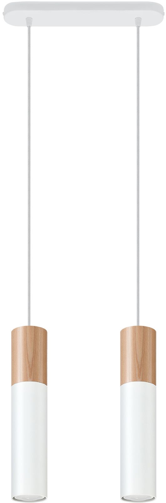 Sollux Lighting Pablo függőlámpa 2x40 W fehér-fa SL.0629