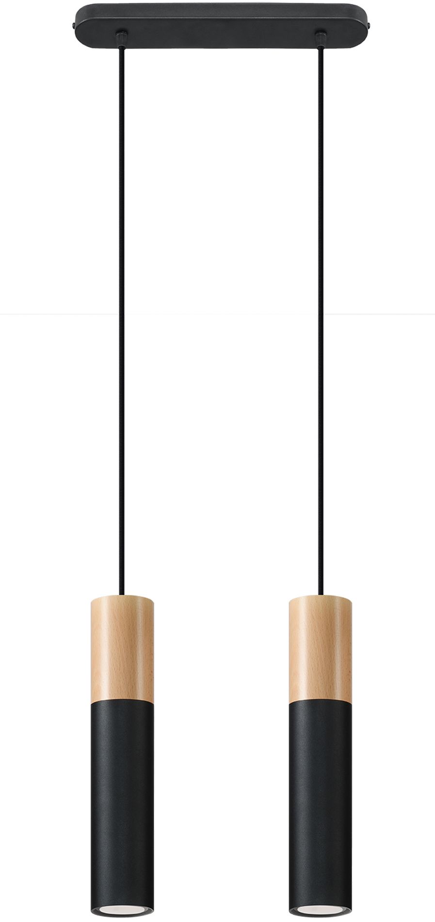 Sollux Lighting Pablo függőlámpa 2x40 W fekete-fa SL.0633
