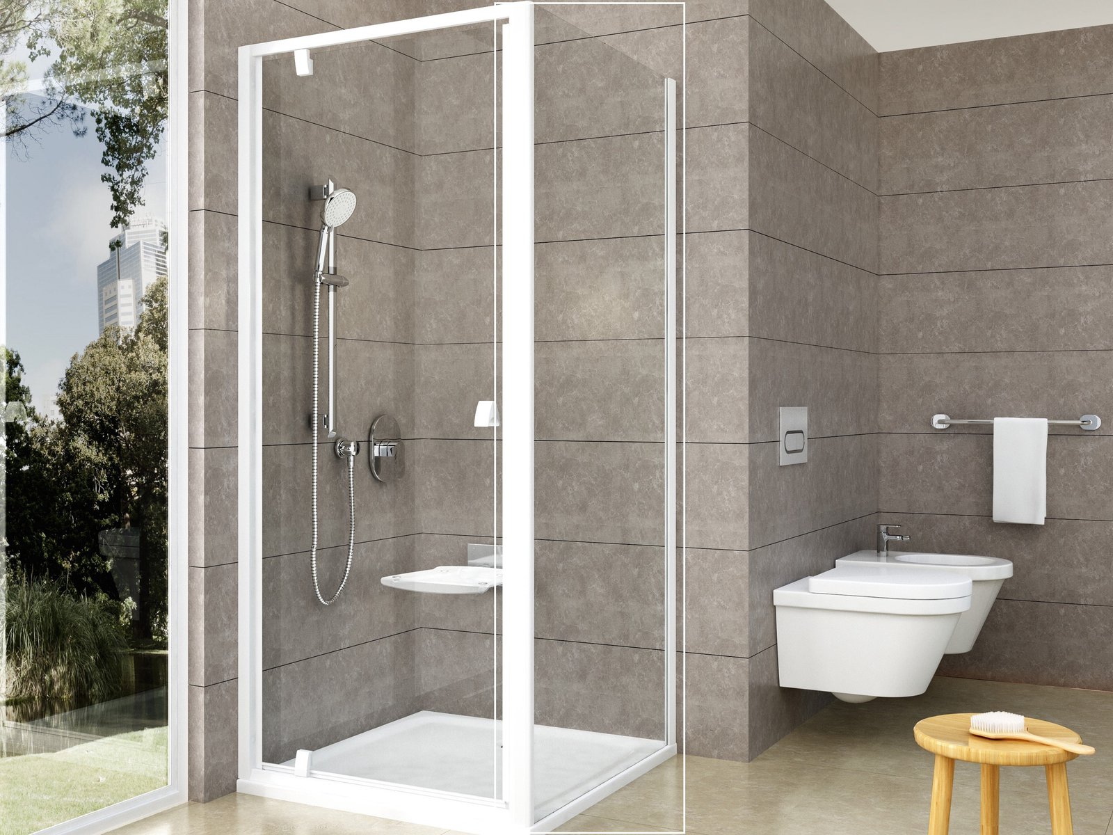 Ravak Pivot zuhanyfal 80 cm fehér fényes/átlátszó üveg 90G40100Z1