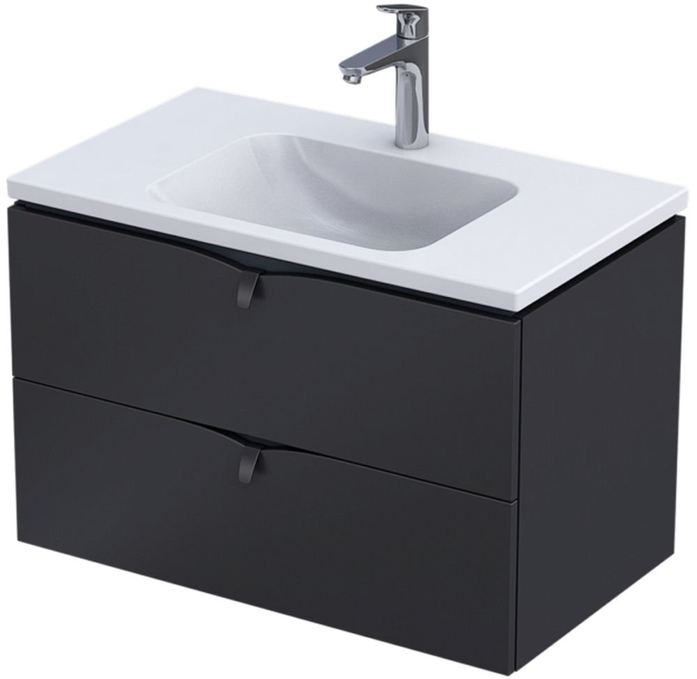 Oristo Siena szekrény 79.6x45.5x50 cm mosdókagyló alá akasztható fekete OR45-SD2S-80-8