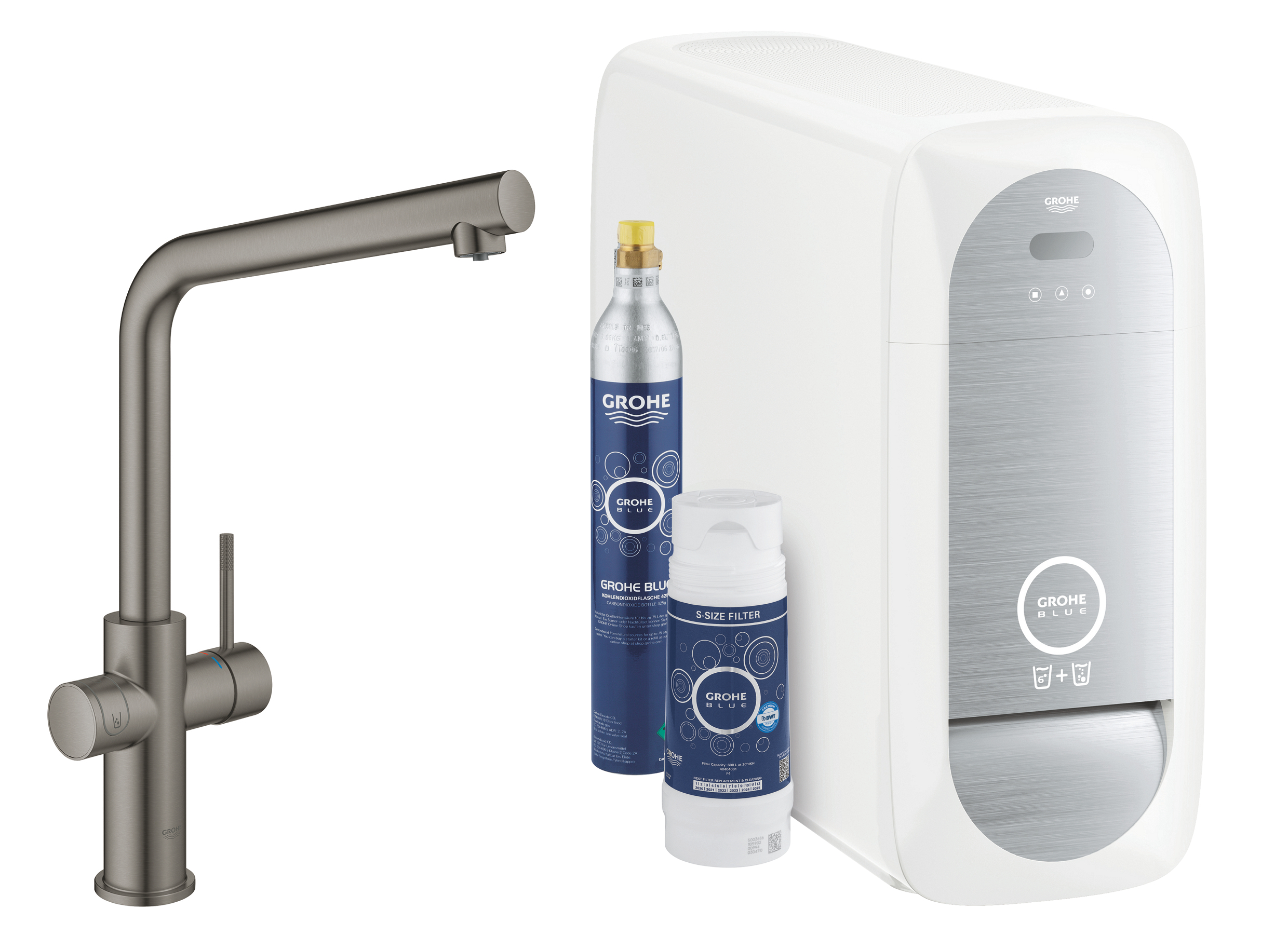 Grohe Blue konyhai csaptelep szűrővel álló Brushed Hard Graphite 31454AL1