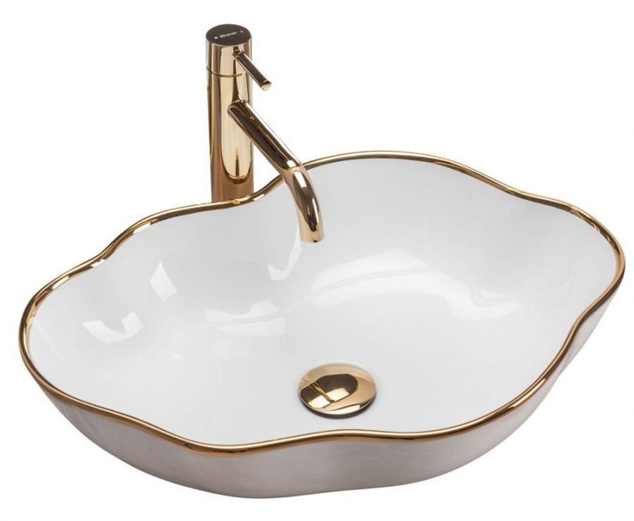 Rea Pearl mosdótál 51.5x37.5 cm mosdótálak fehér-arany REAU0696