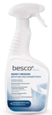 Besco Professional tisztítószer fürdőkádakhoz, zuhanytálcákhoz és kabinokhoz 500 ml SR-W-B