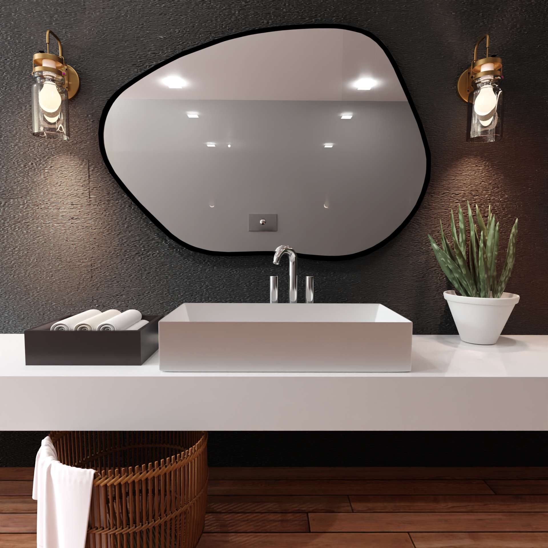 Smartwoods Stain tükör 60x36 cm fekete 5903003180036