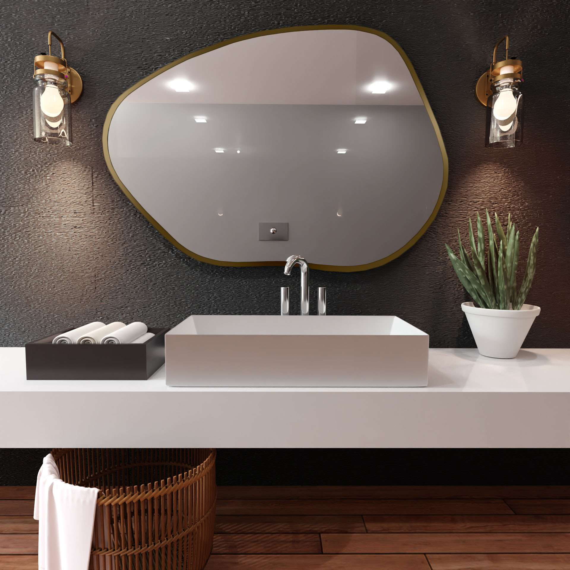 Smartwoods Tiny Border tükör 70x50 cm arany 5903003180784