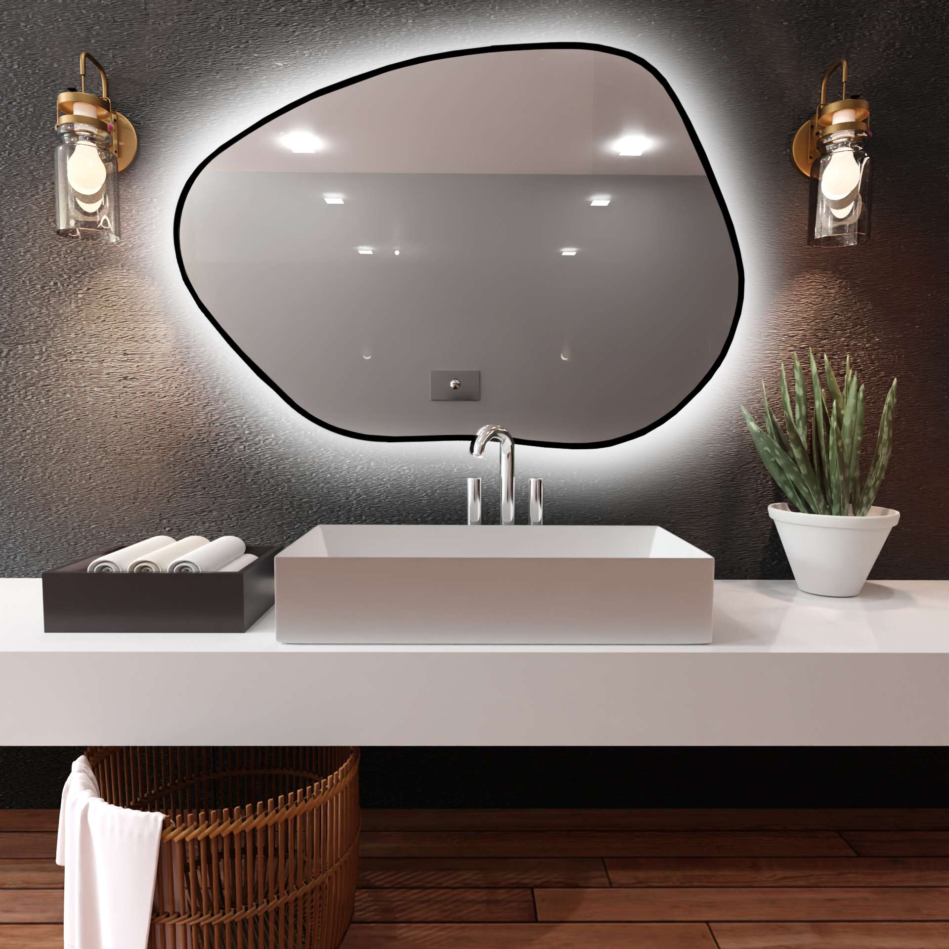 Smartwoods Tiny Borderbright tükör 70x50 cm világítással fekete 5904107900889
