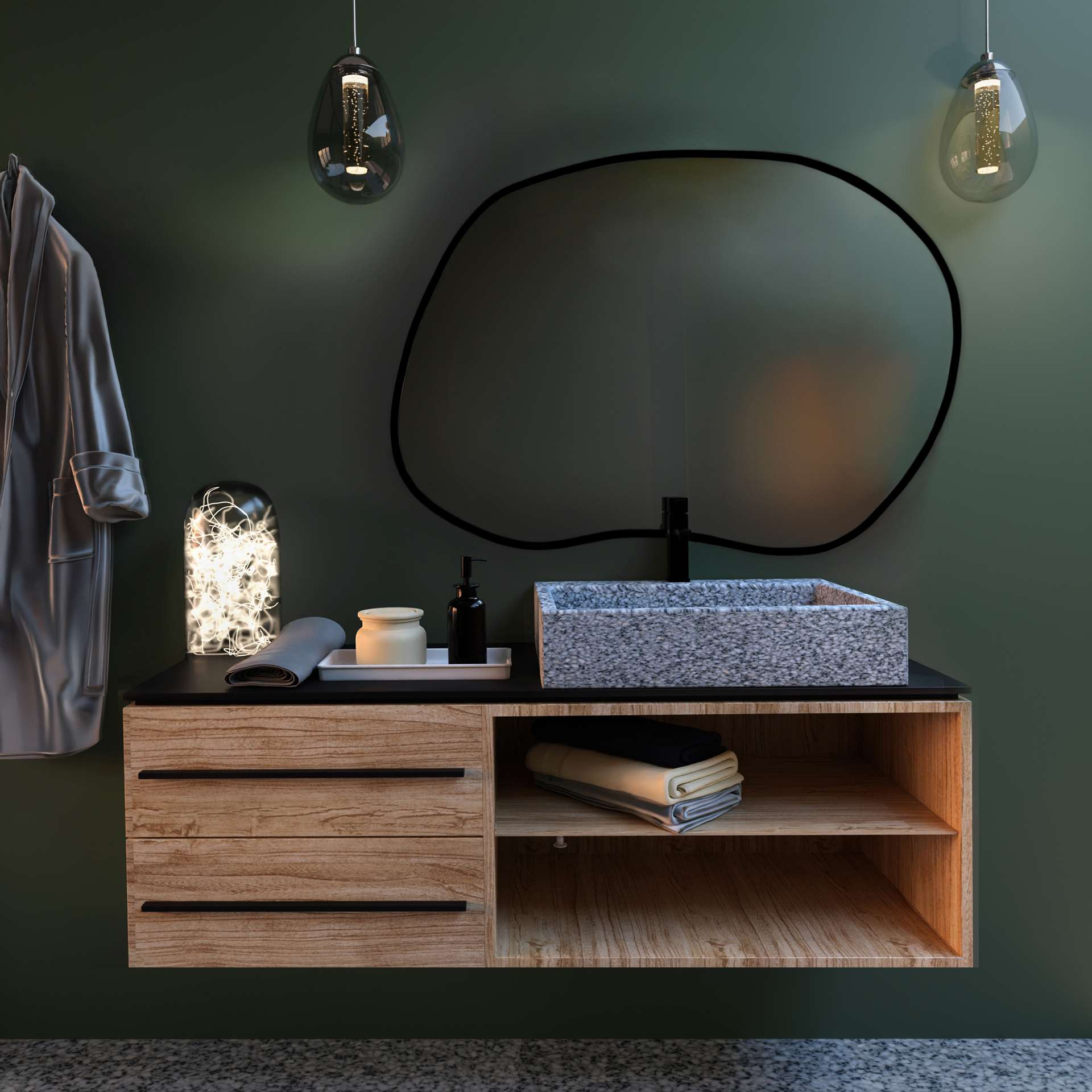 Smartwoods Tiny Borderbright tükör 90x64 cm világítással fekete 5904107901848