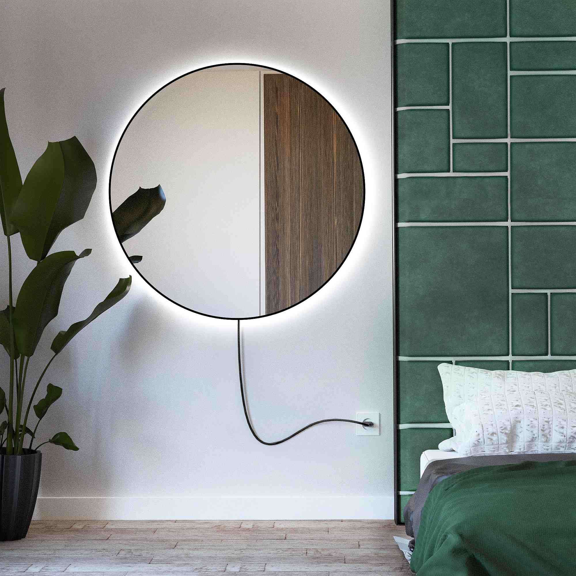 Baltica Design Electra tükör 100x100 cm kerek világítással fekete 5904107904139