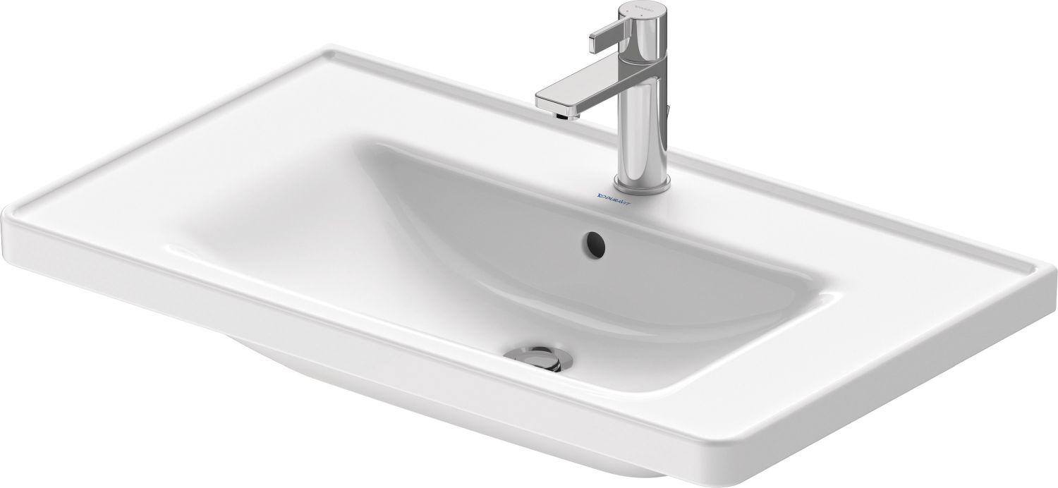 Duravit D-Neo mosdótál 80x48 cm négyszögletes beépíthető fehér 2367800000