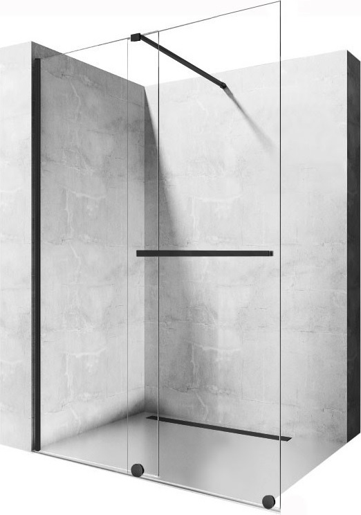 Rea Cortis Black zuhanykabin fal walk-in 120 cm fekete félfényes/átlátszó üveg REA-K8880