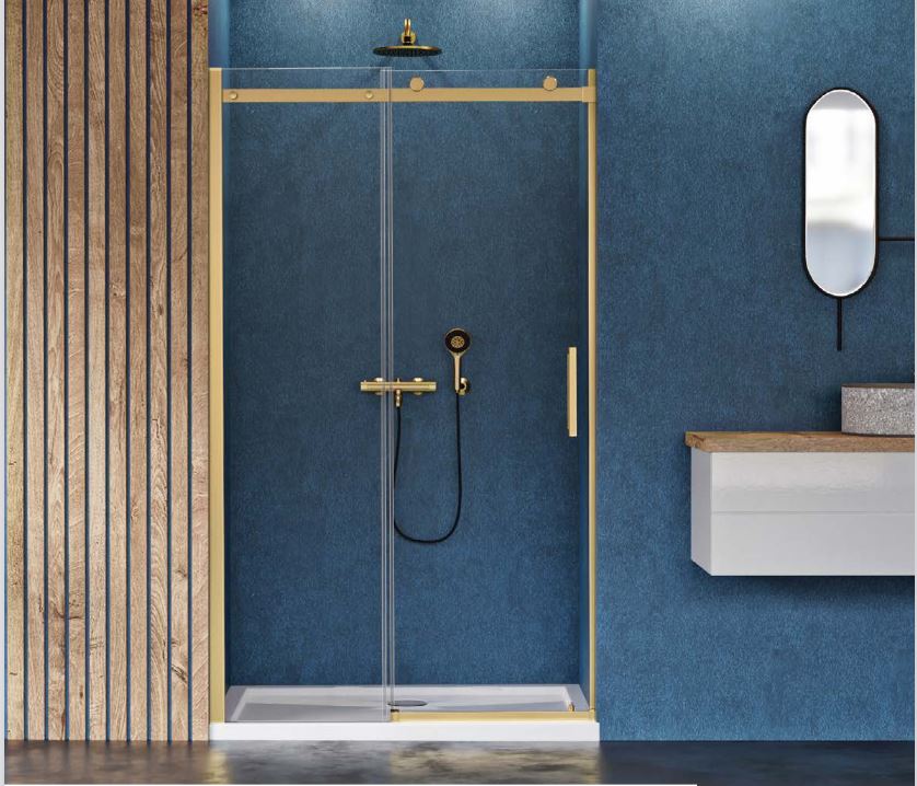 New Trendy Sling Satin Gold zuhanyajtók 120 cm tolható arany félfényes/átlátszó üveg D-0389A