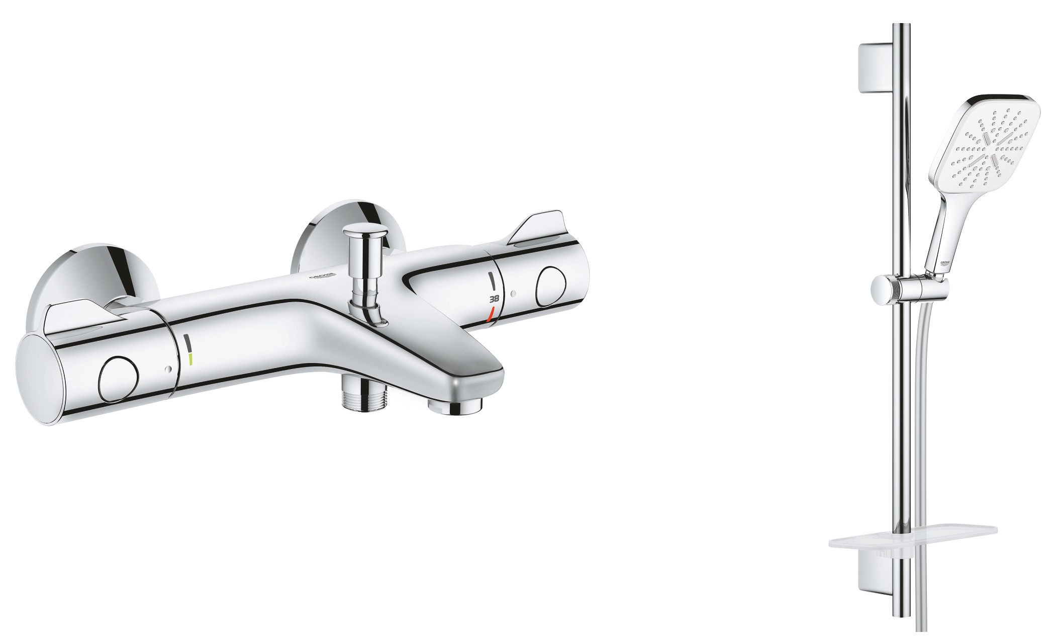 Készlet kád és zuhany csaptelep Grohe Grohtherm 800 34567000, zuhany készlet Grohe Vitalio SmartActive 26596000