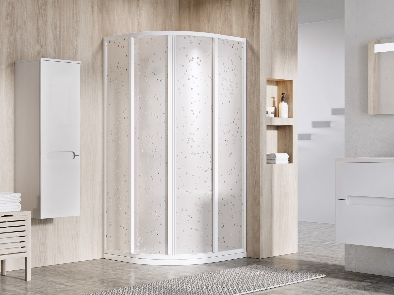 Ravak Supernova zuhanykabin 80x80 cm félkör alakú szatén matt/polisztirol anyag 3114OU0211