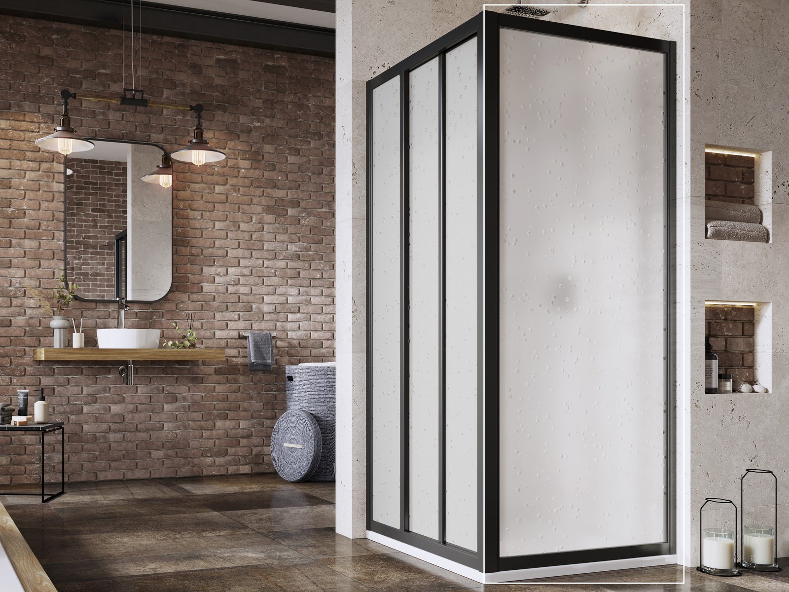 Ravak Supernova zuhanyfal 75 cm fekete matt/polisztirol anyag 940303R211