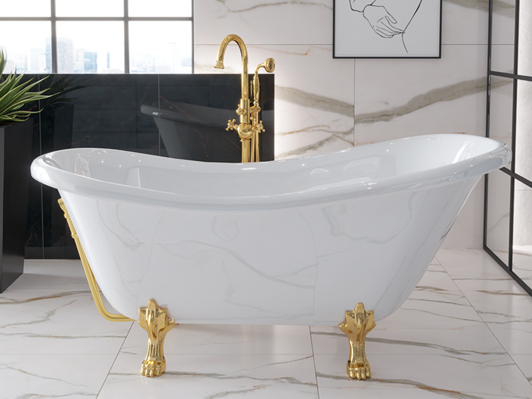 Besco Otylia térben álló kád 170x77 cm ovális fehér #WKO-170W+ZL