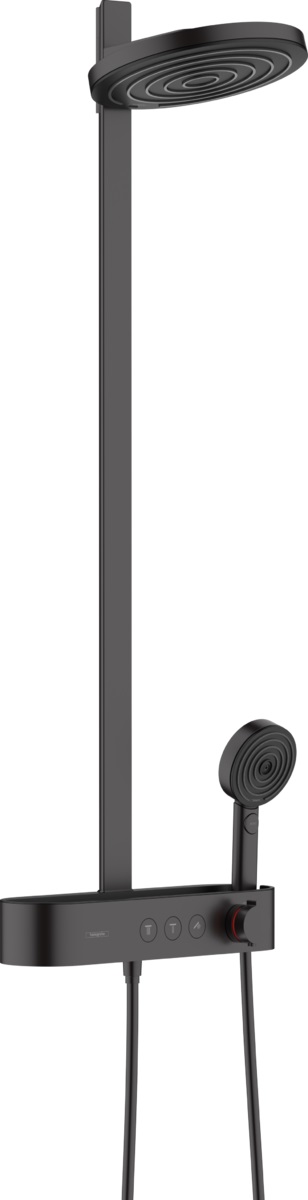 Hansgrohe Pulsify zuhany készlet fal termosztáttal trópusi zuhany opcióval fekete 24241670