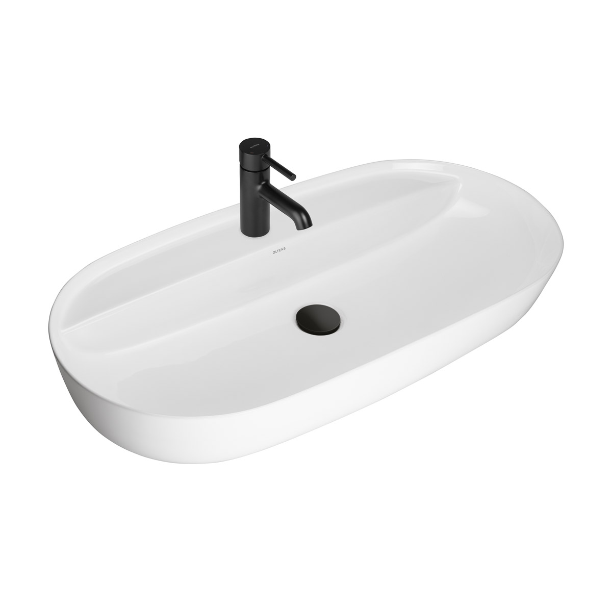 Oltens Hamnes Thin mosdótál 80x40 cm ovális mosdótálak fehér 41815000