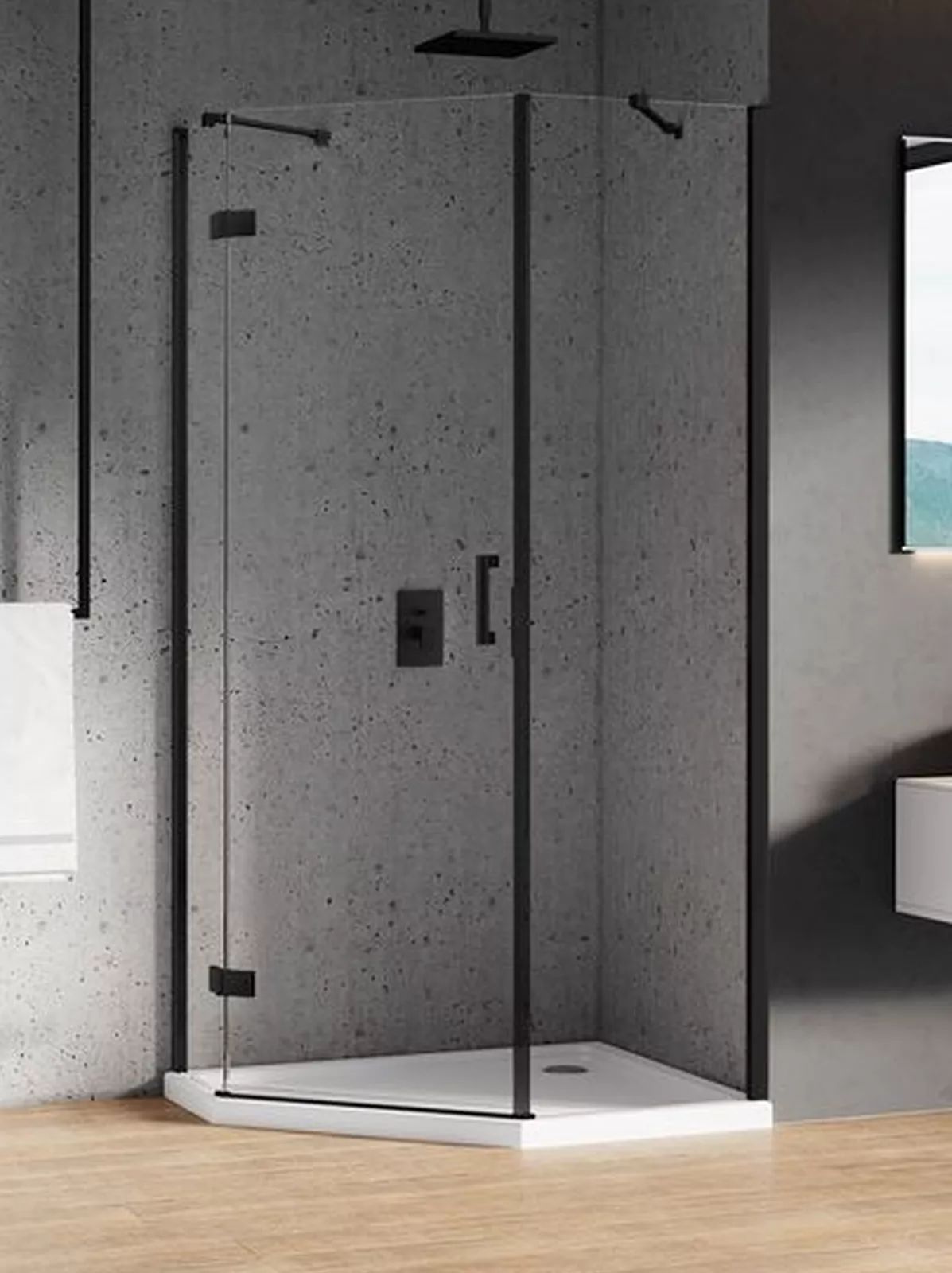 New Trendy New Azura Black zuhanykabin 100x80 cm fekete matt/átlátszó üveg K-0675