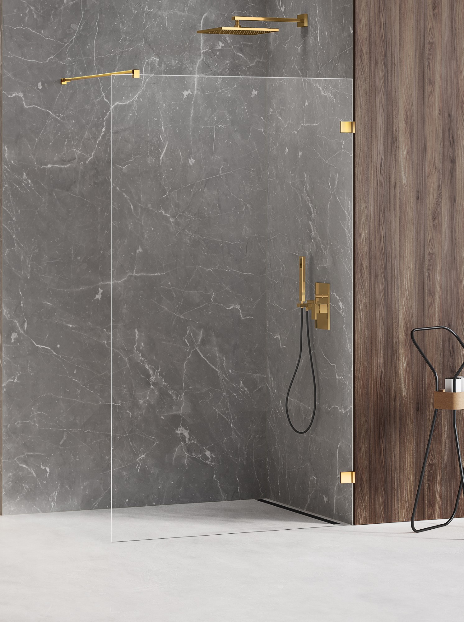 New Trendy Avexa Gold Shine zuhanyfal 90 cm arany fényes/átlátszó üveg EXK-1710
