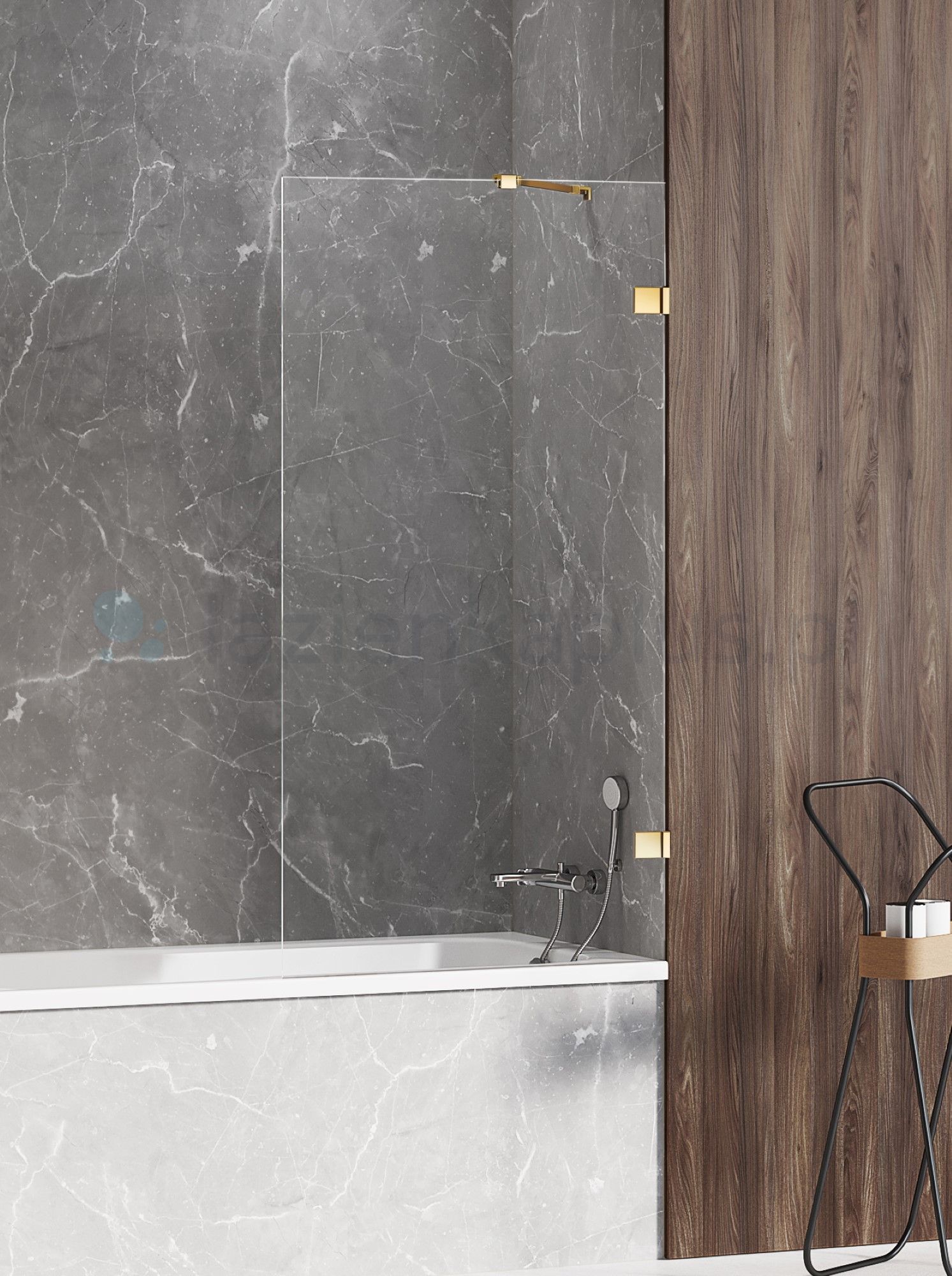 New Trendy Avexa Gold Shine zuhanyparaván 80 cm egyrészes arany fényes/átlátszó üveg EXK-2173