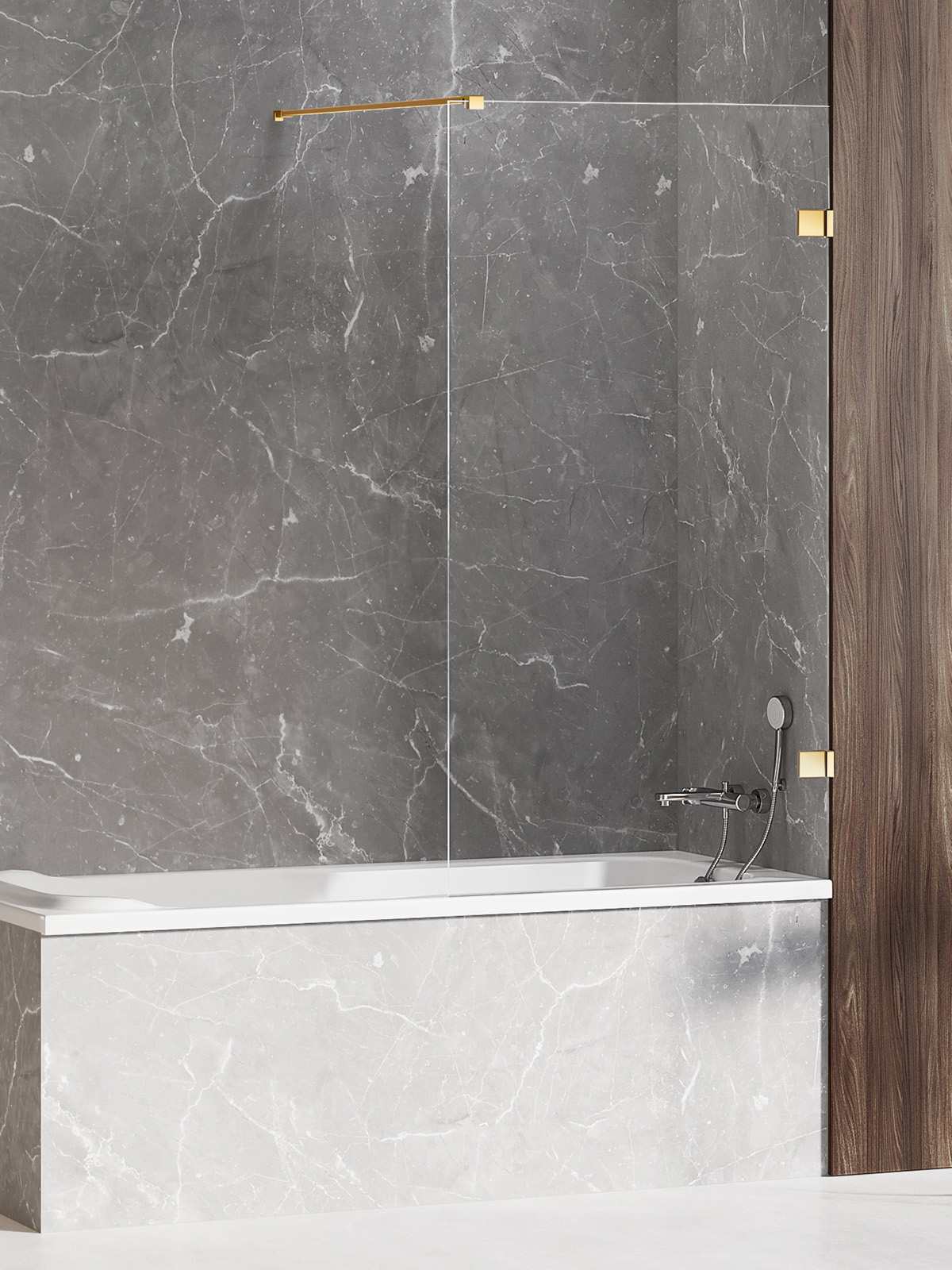 New Trendy Avexa Gold Shine zuhanyparaván 50 cm egyrészes arany fényes/átlátszó üveg EXK-2170-WP