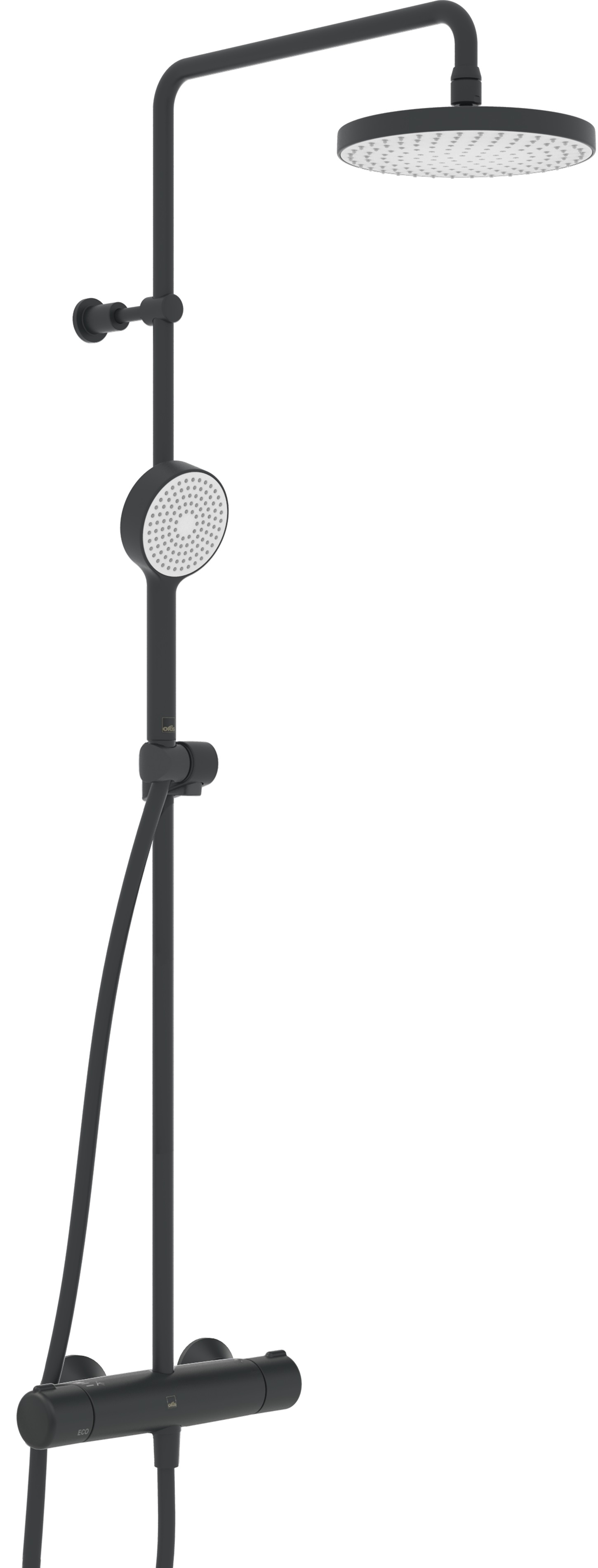 Oras Nova zuhany készlet fal termosztáttal trópusi zuhany opcióval fekete 7402-33