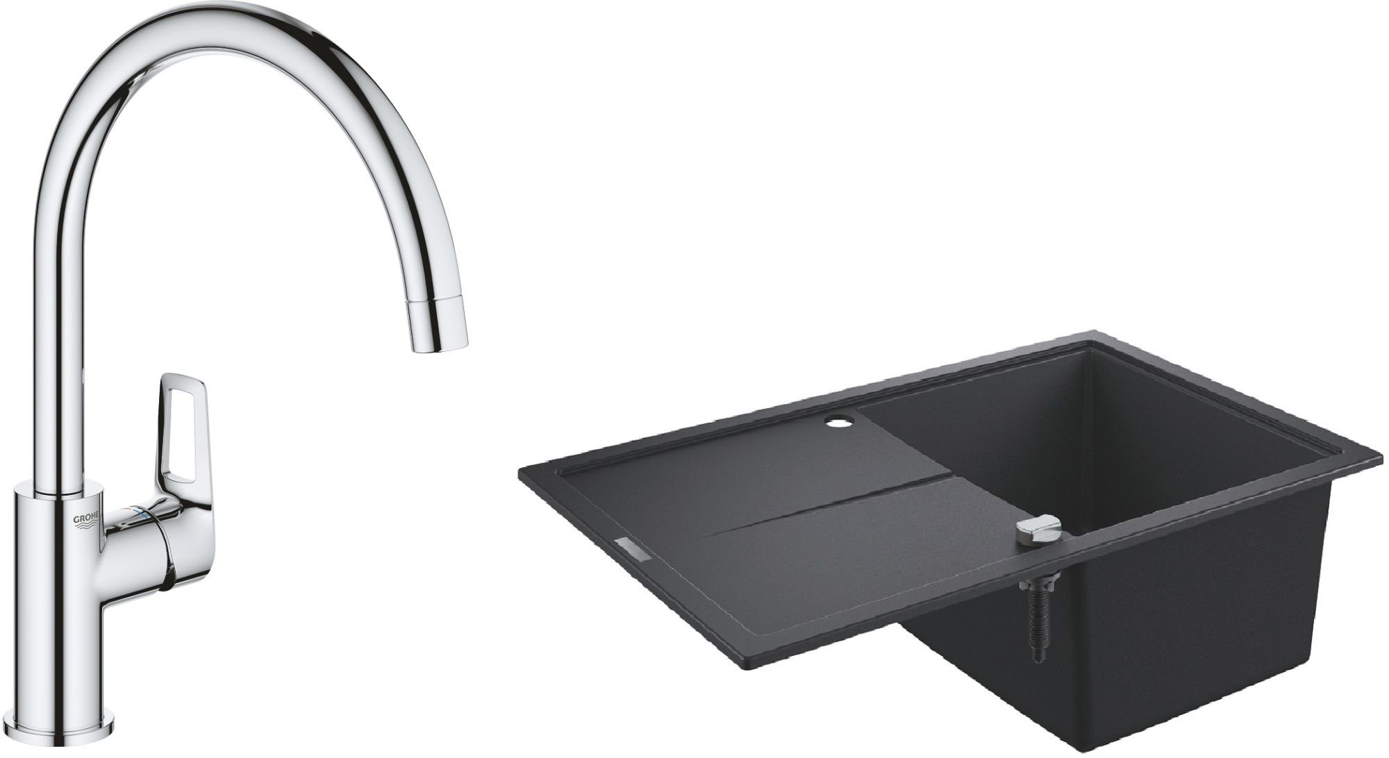 Készlet gránit mosogató Grohe K400 31639AP0, konyhai csaptelep Grohe Bauloop 31368001