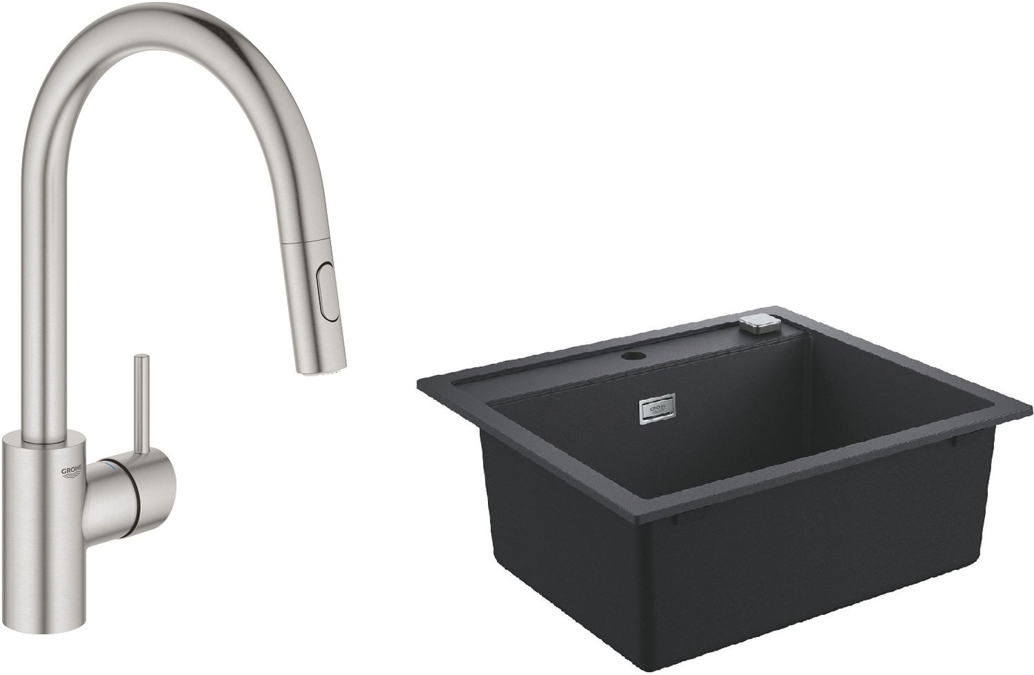 Készlet gránit mosogató Grohe K700 31651AP0, konyhai csaptelep Grohe Concetto 31483DC2