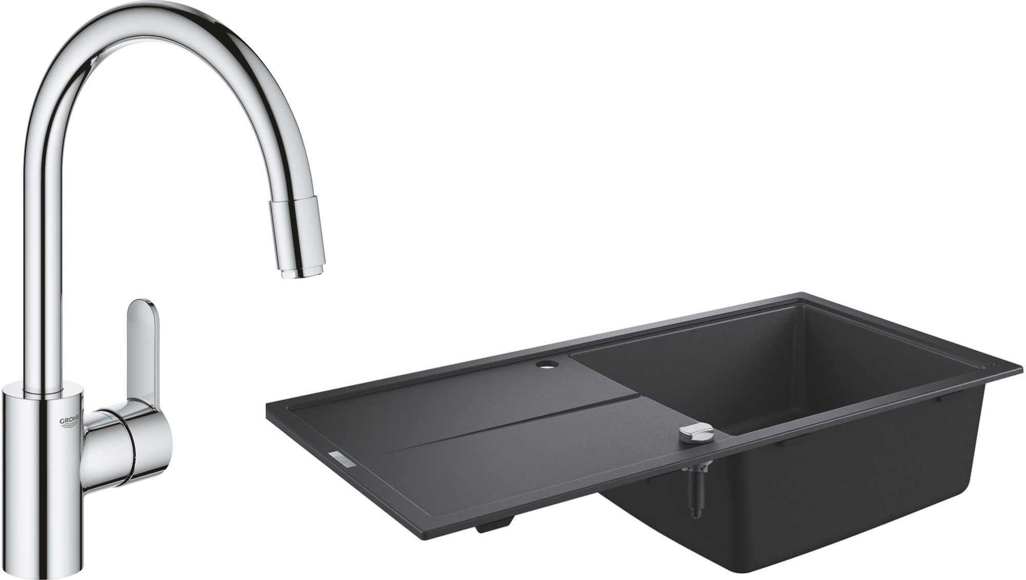 Készlet gránit mosogató Grohe K400 31641AP0, konyhai csaptelep Grohe Eurostyle Cosmopolitan 31126004