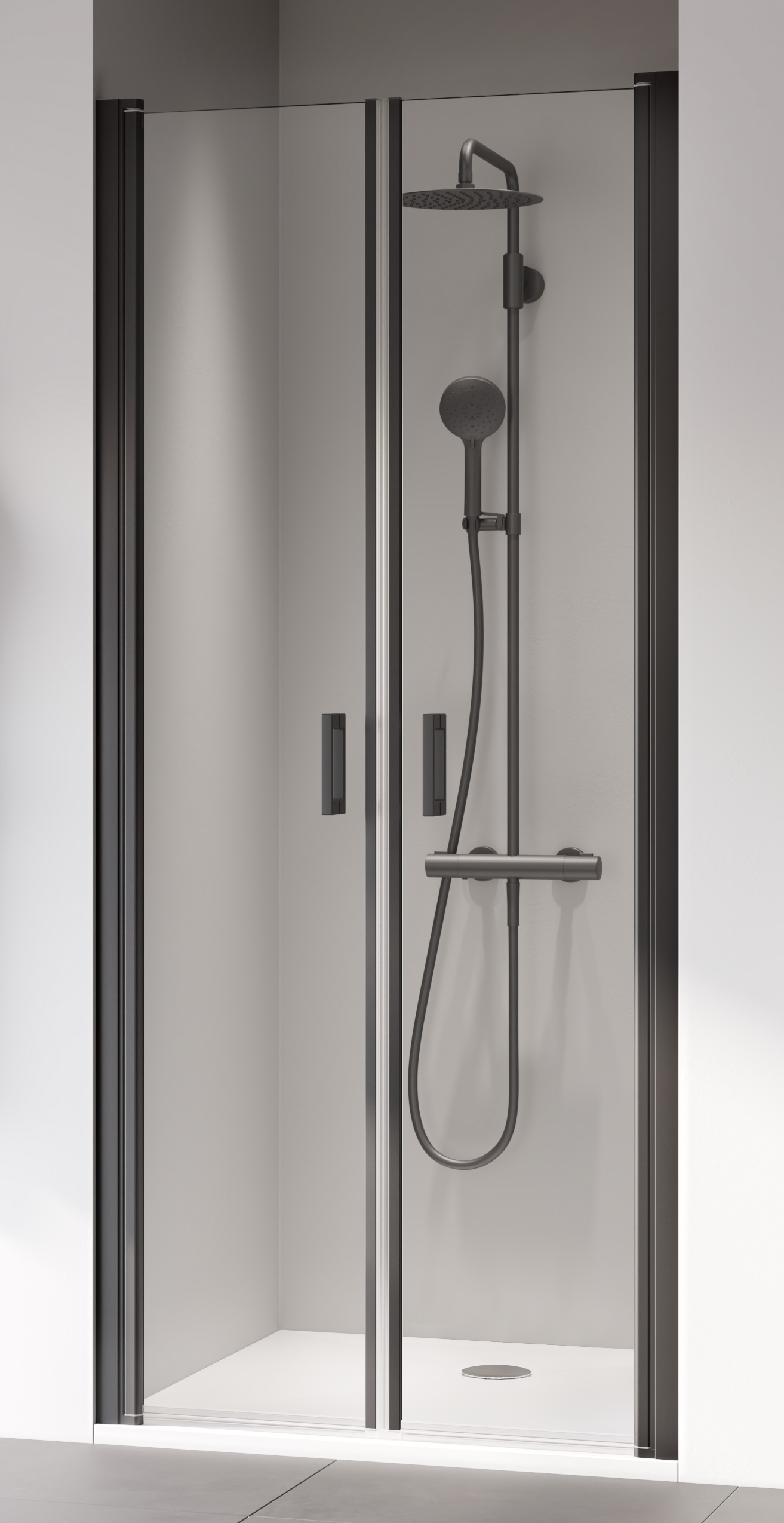 Kermi Cada XS zuhanyajtók 70 cm dönthető fekete matt/átlátszó üveg CKPTD070203PK