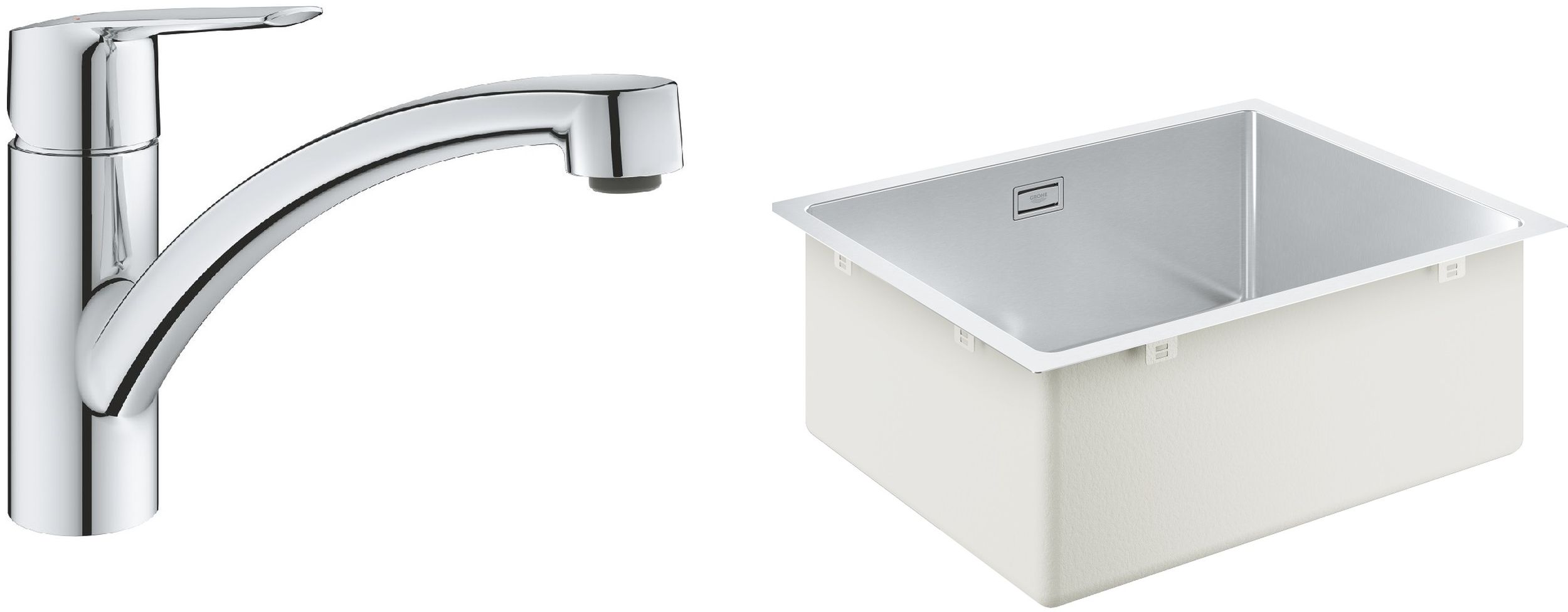 Készlet acél mosogató Grohe K700 31574SD1, konyhai csaptelep Grohe Start 30530002