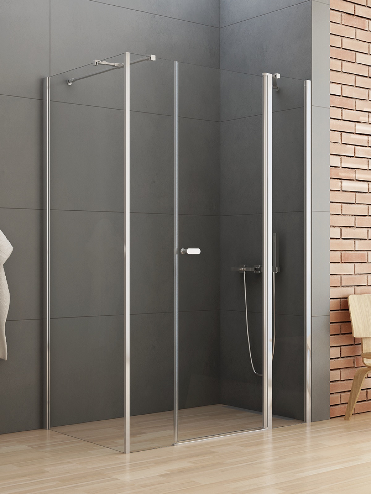 New Trendy New Soleo zuhanykabin 120x90 cm négyszögletes króm fényes/átlátszó üveg K-0374