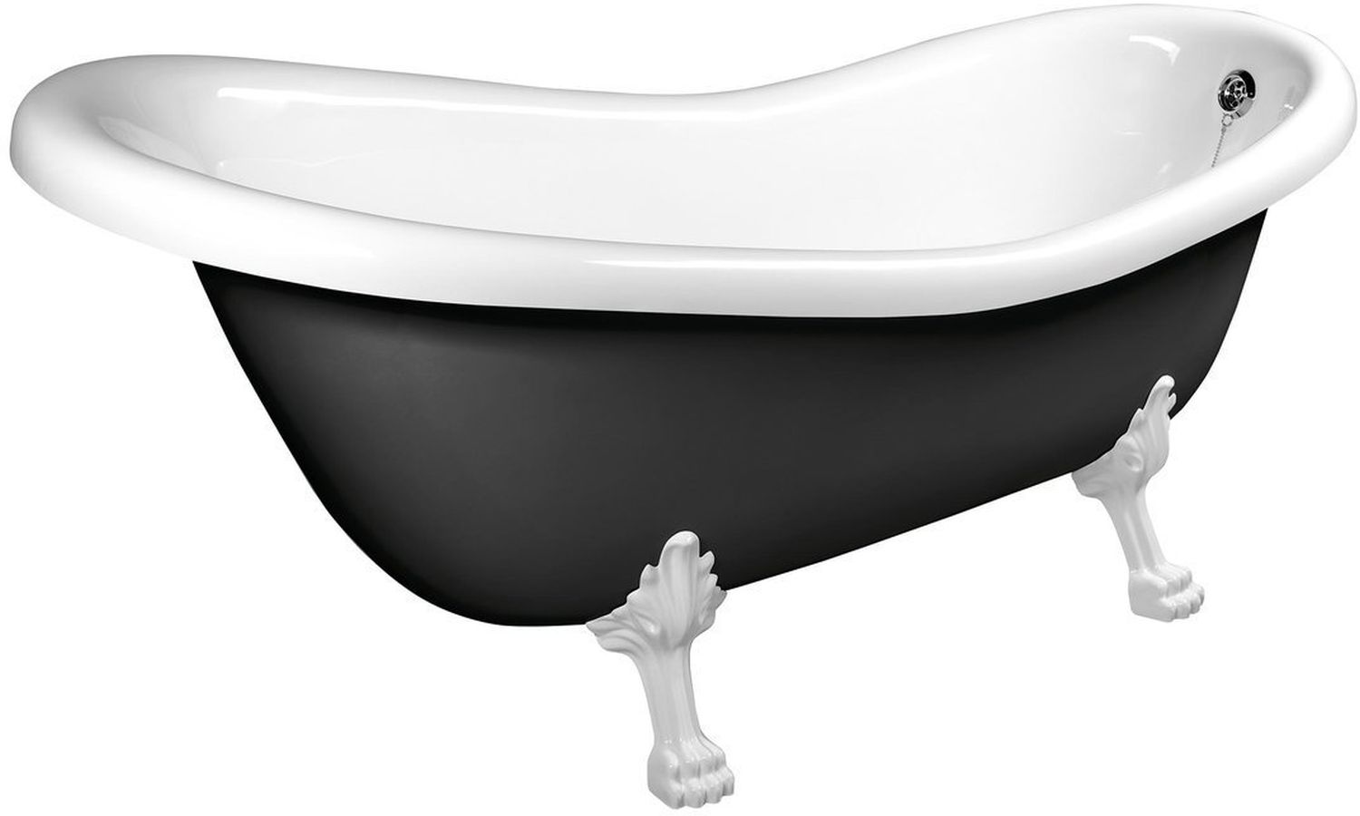 Polysan Retro térben álló kád 158x73 cm ovális fehér-fekete 72971