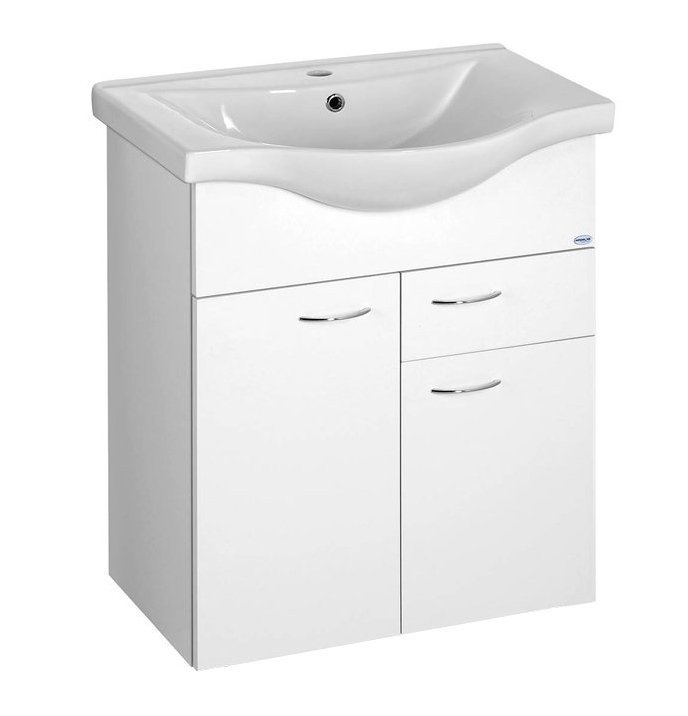 Aqualine Keramia Fresh szekrény 59.6x34.4x74 cm mosdókagyló alá akasztható fehér 50064A