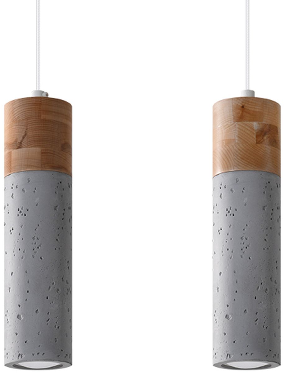 Sollux Lighting Zane függőlámpa 2x40 W szürke/hamvas-fa SL.0966