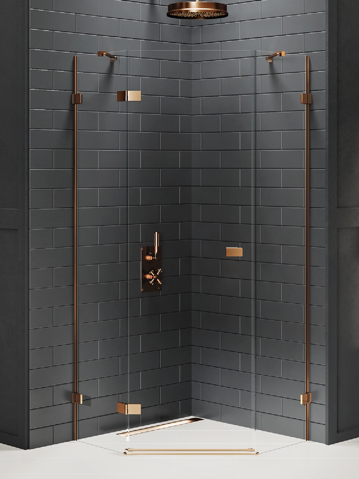 New Trendy Avexa Copper Brushed zuhanykabin 80x80 cm réz csiszolt/átlátszó üveg EXK-3818