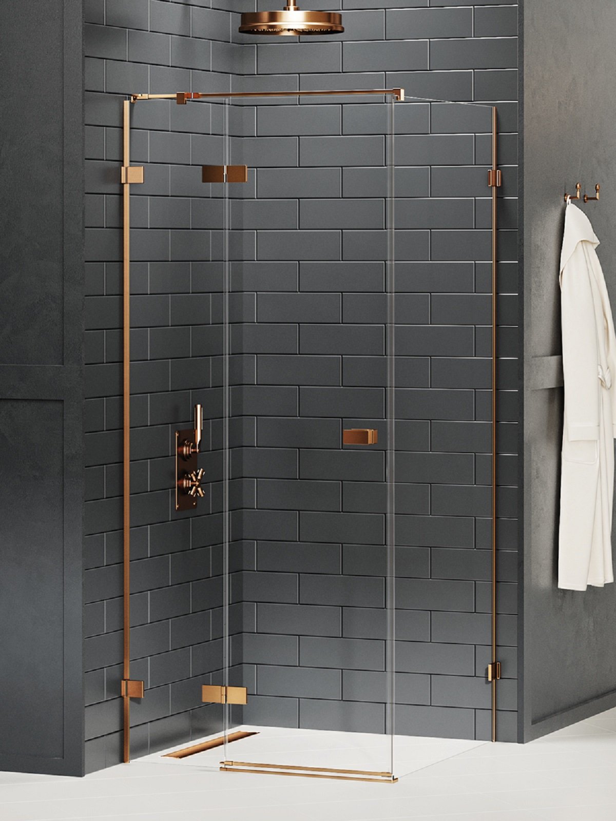 New Trendy Avexa Copper Brushed zuhanykabin 90x90 cm négyzet réz csiszolt/átlátszó üveg EXK-3553