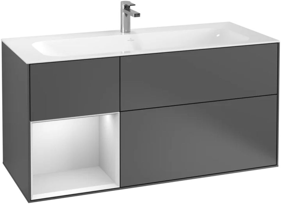 Villeroy & Boch Finion szekrény 119.6x49.8x59.1 cm mosdókagyló alá akasztható antracit F060MTGK