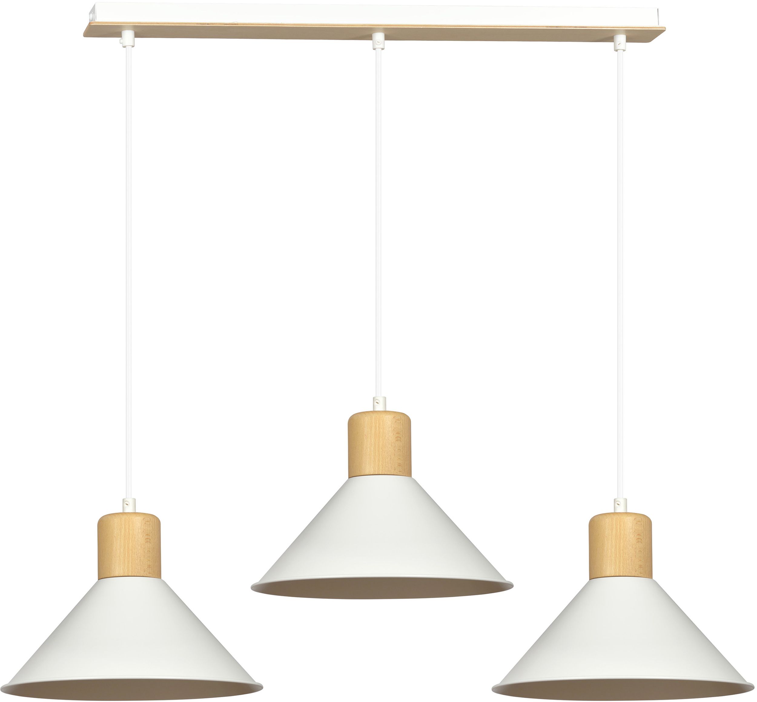 Emibig Rowen függőlámpa 3x15 W fehér-fa 1045/3
