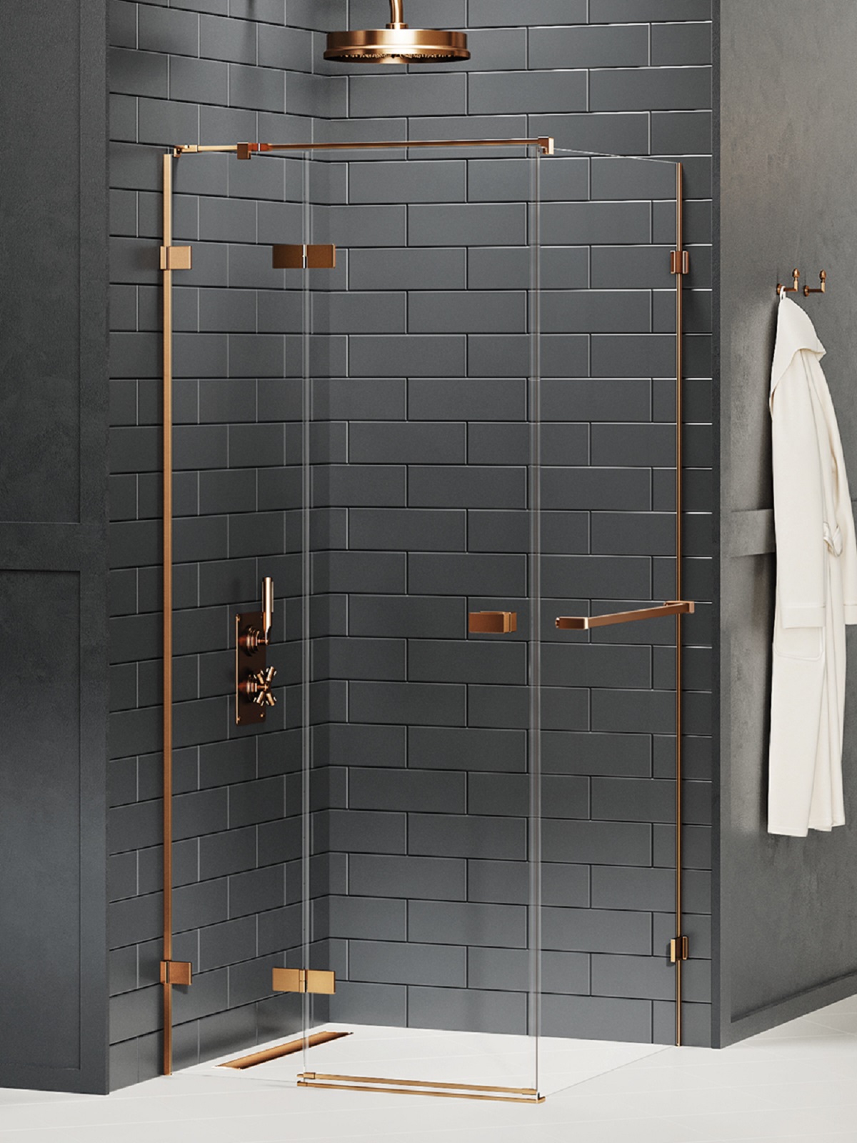 New Trendy Avexa Copper Brushed zuhanykabin 90x90 cm négyzet réz csiszolt/átlátszó üveg EXK-3613